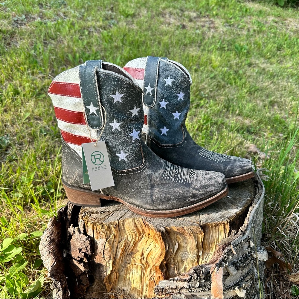 Roper® Women’s American Flag Shorty Cowgirl Boots- Size 10 - USA American Beauty - Picture 13 of 13